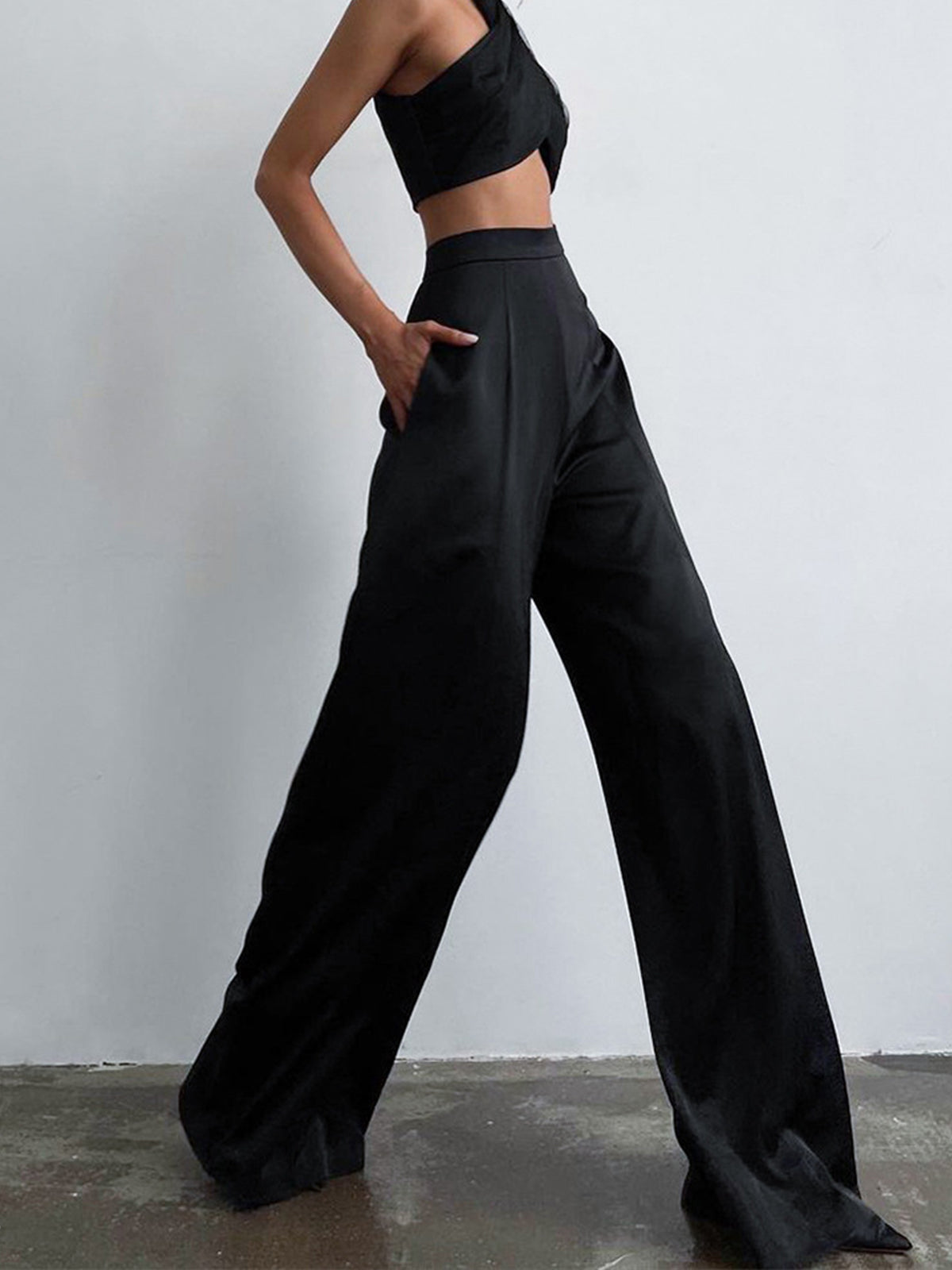 Dorvelli | Women's Satin Wide Leg Work Pants