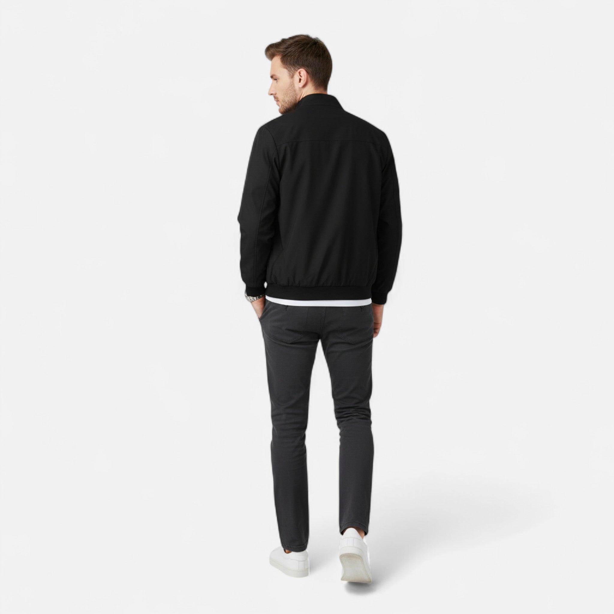 Dorvelli | Men’s Jacket – Lightweight Zip-Up Beige Elegance