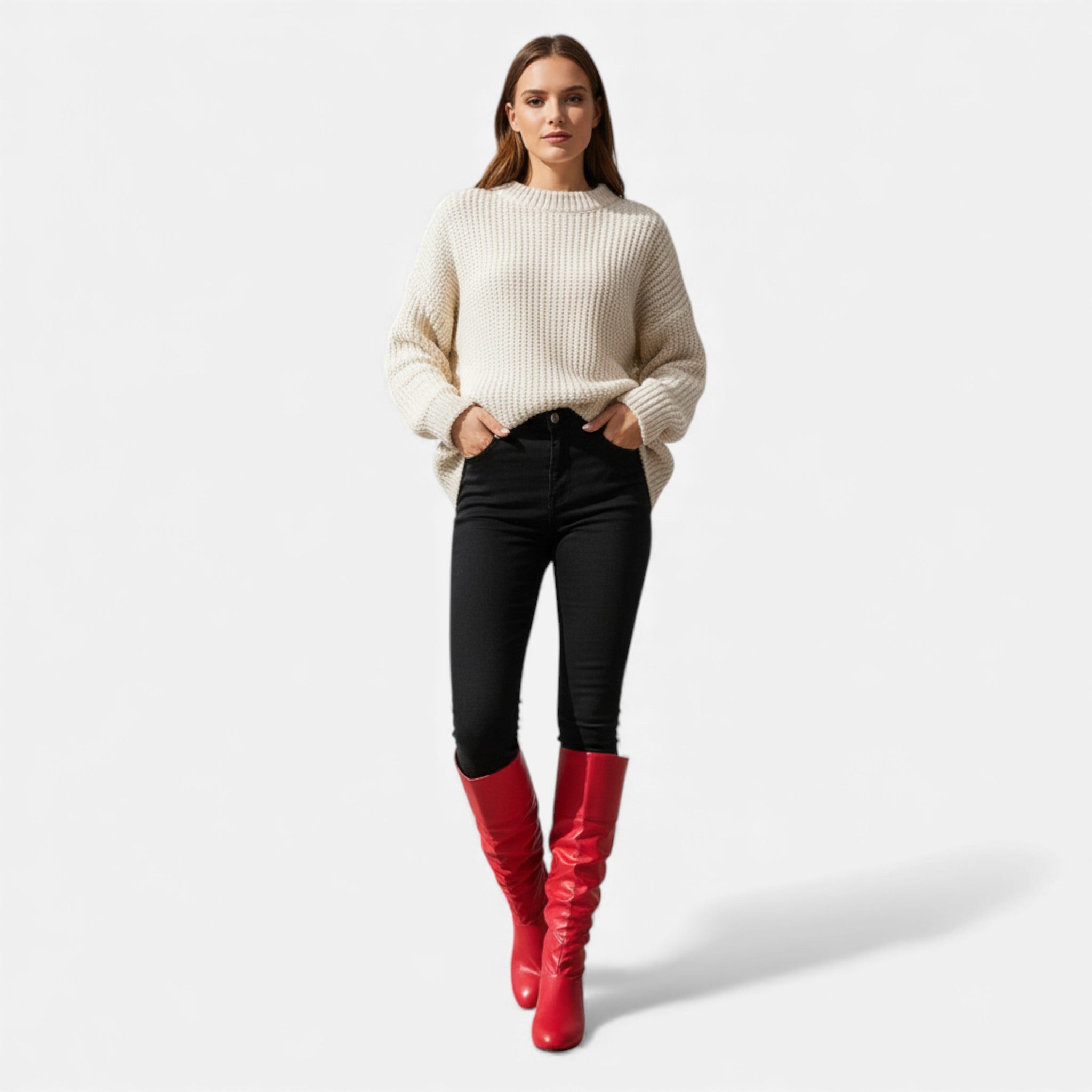 Dorvelli | Women’s Bow Knee-High Boots – Classic Low-Heel Elegance