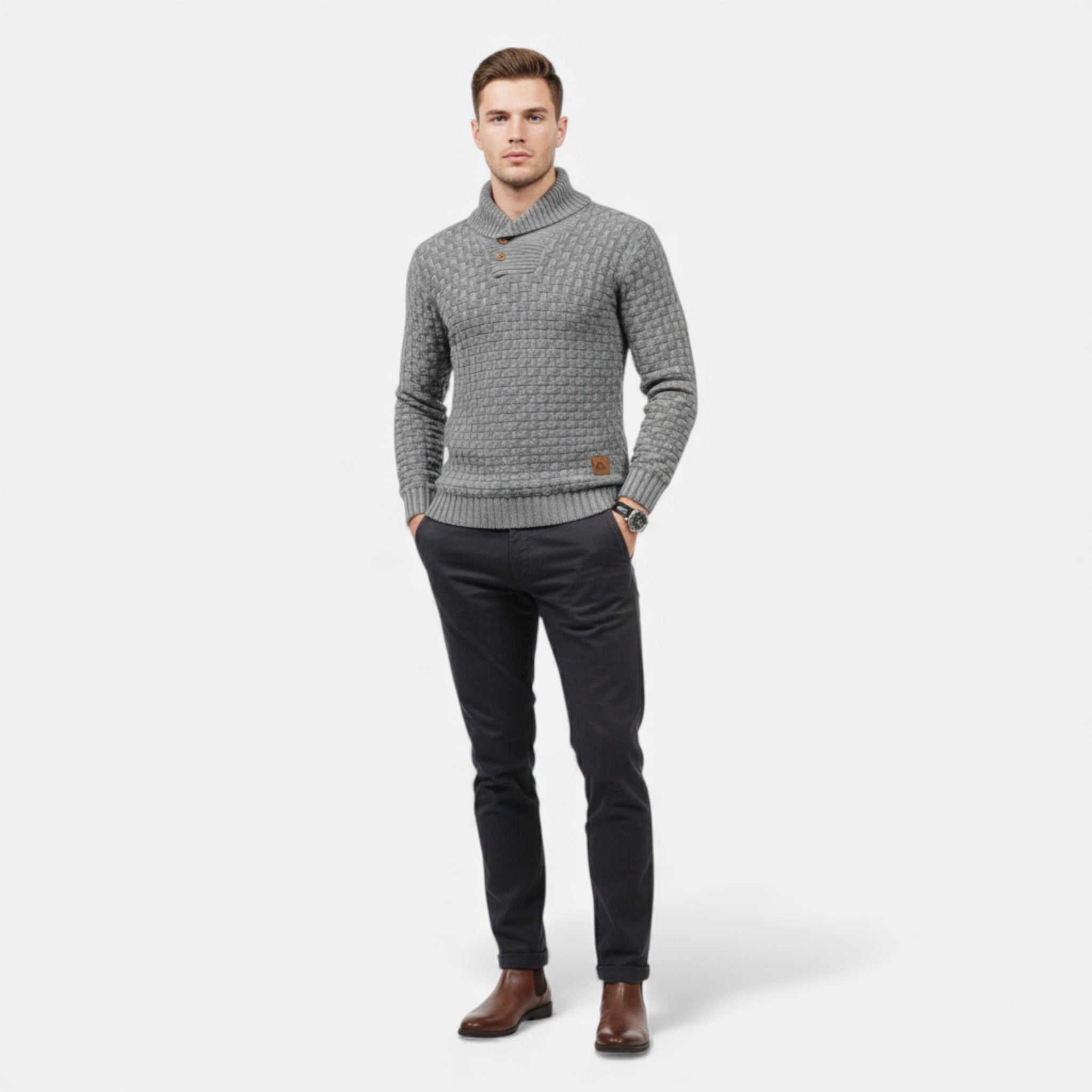 Dorvelli | Men’s Sweater – Lapel Knit Winter Classic