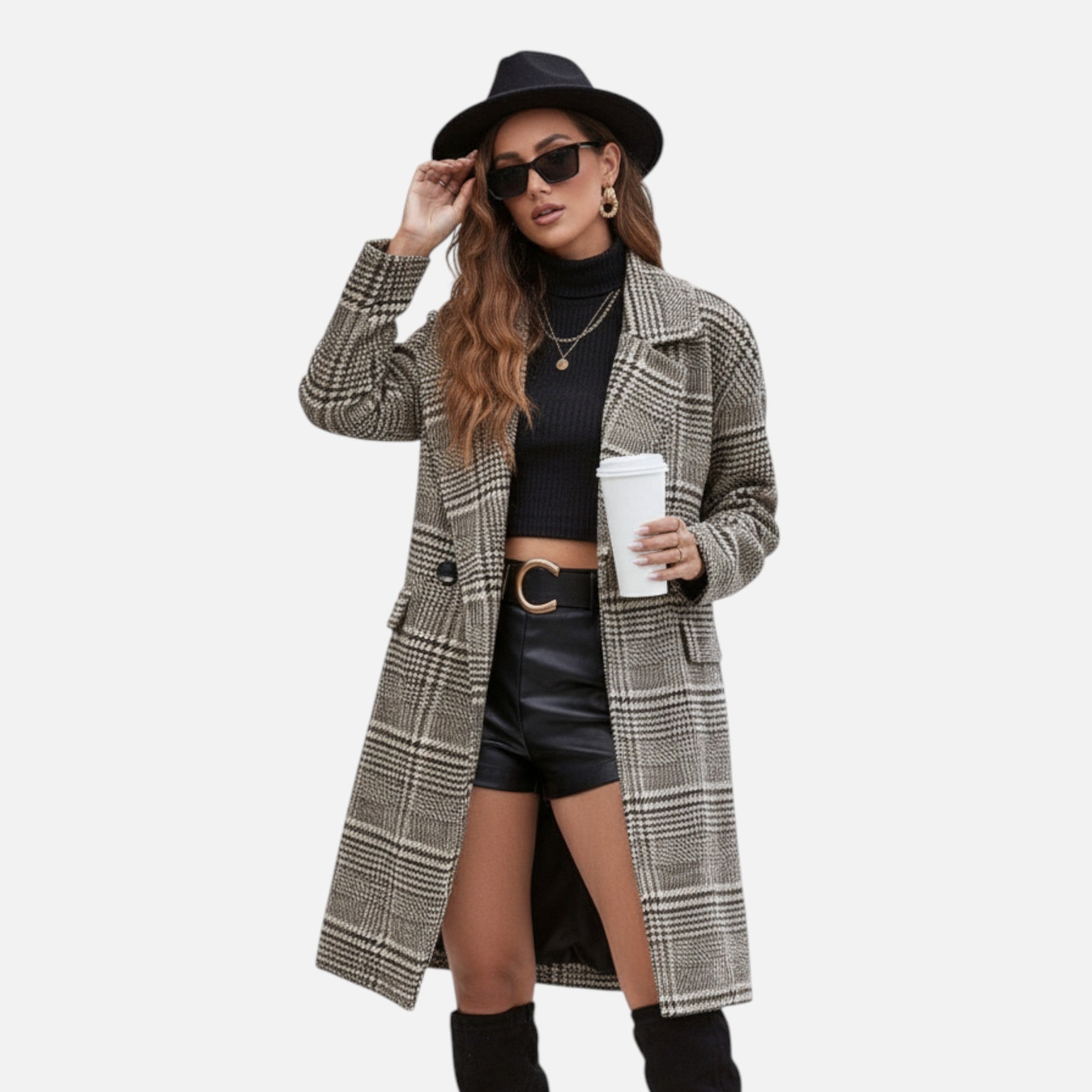 Dorvelli | Women’s Checkered Blazer – Button-Up Collar & Lapel Elegance