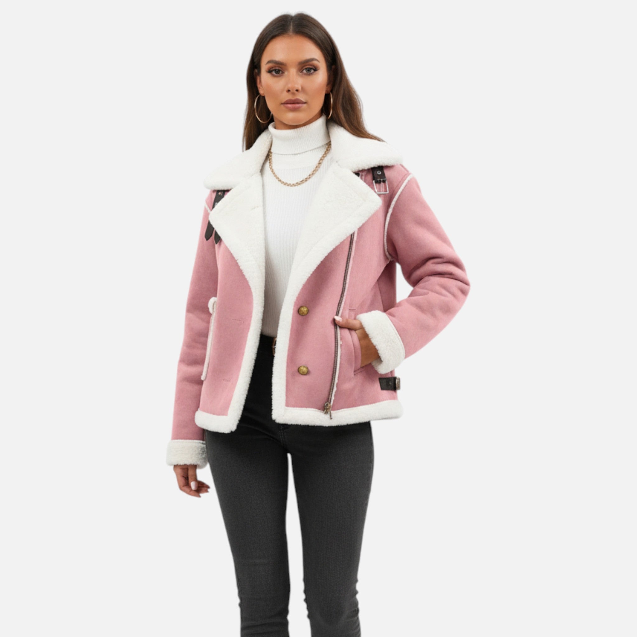 Dorvelli | Women’s Faux-Wool Winter Jacket – Collar Coat with Pockets