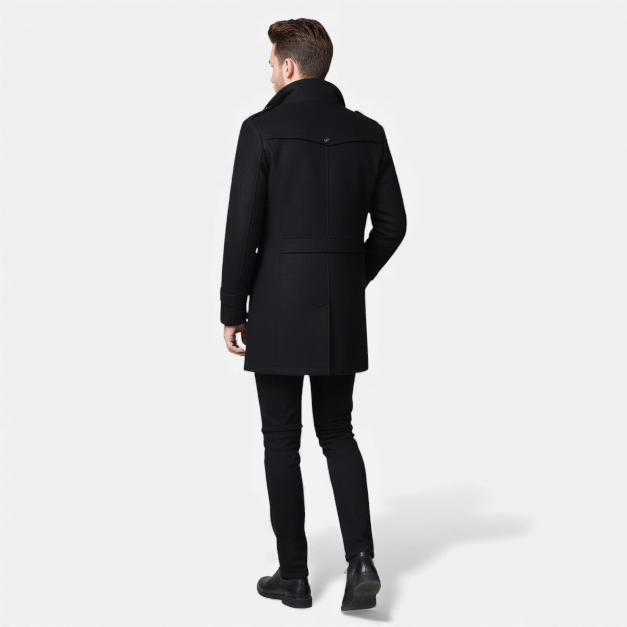Dorvelli | Men’s Long Coat – Vintage Contrast-Collar Elegance