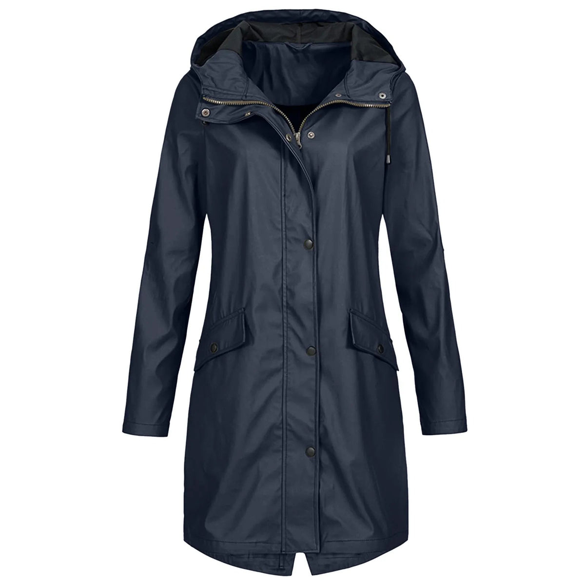Dorvelli | Women's Raincoat – Longline Hooded Snap Front