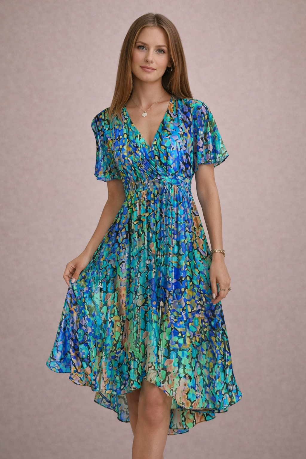 Dorvelli | Women's Midi Dress – Floral Tummy Control