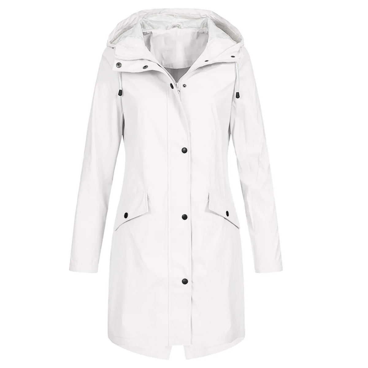 Dorvelli | Women's Raincoat – Longline Hooded Snap Front
