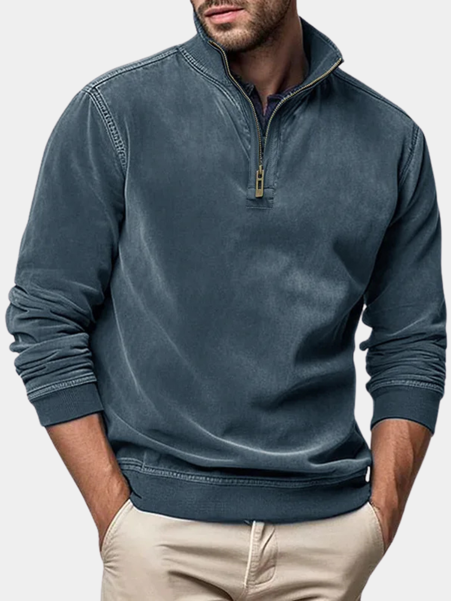 Dorvelli | Men's Zip Jumper – Raised Collar Knit