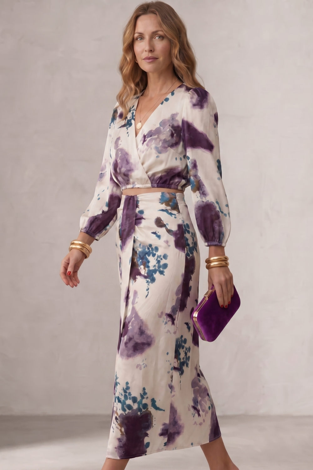 Dorvelli | Women's Two-Piece Set – Violetta Watercolour floral elegance
