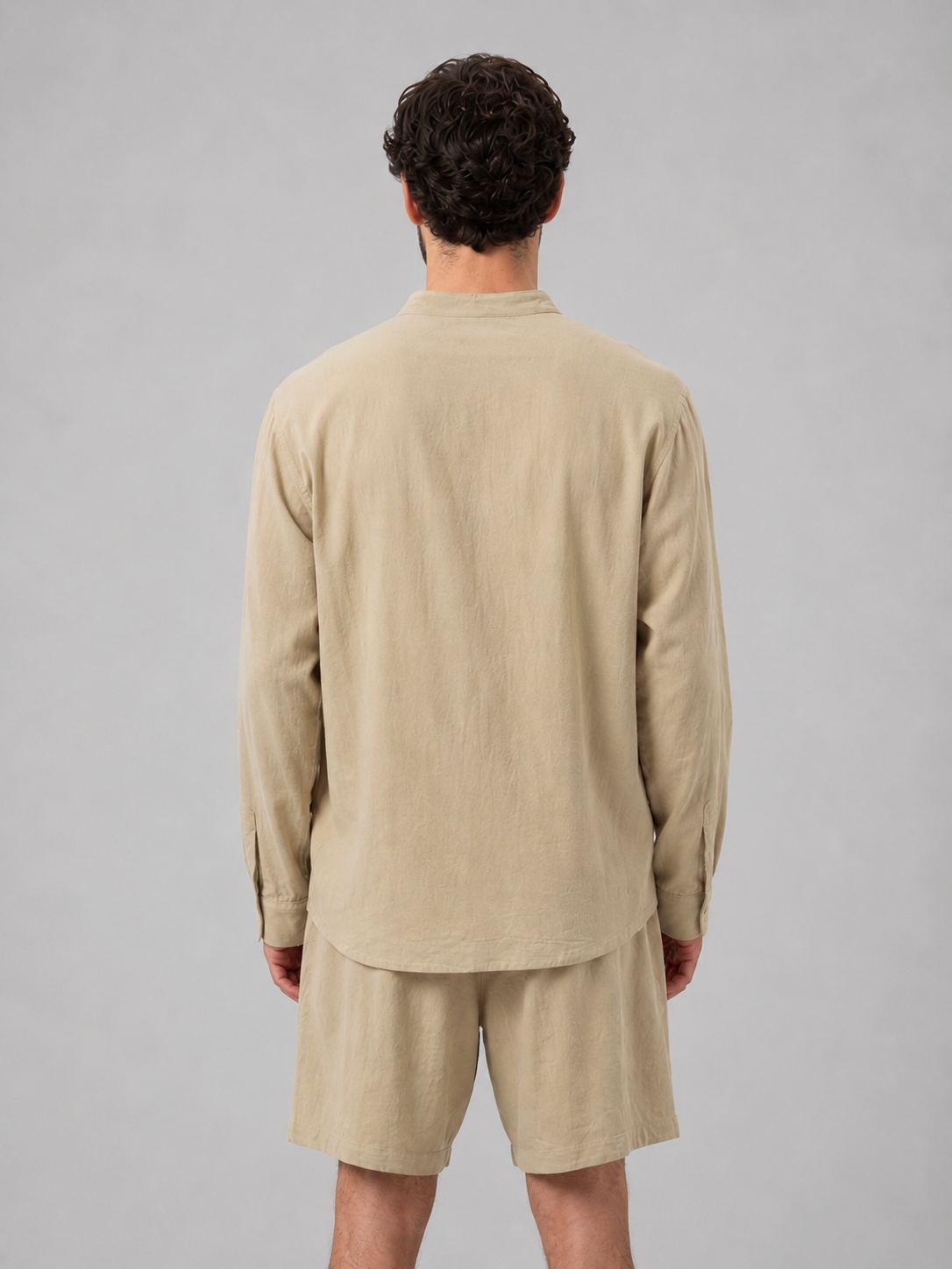 Dorvelli | Men's Two-Piece Set – Linen Look Band Collar