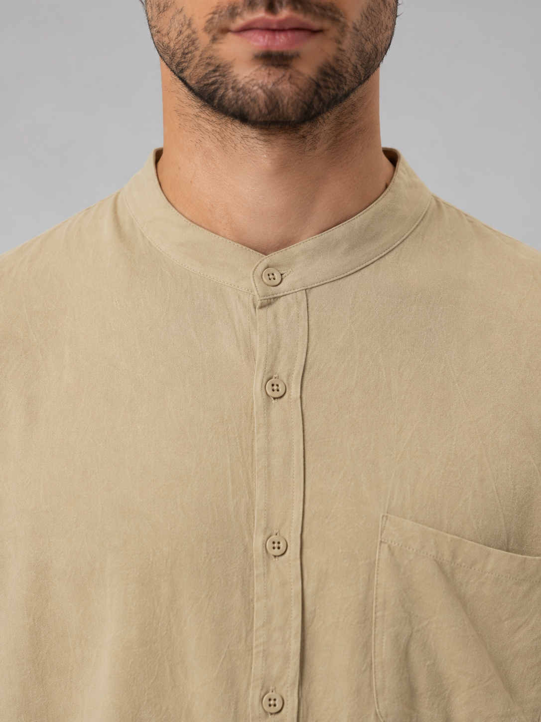 Dorvelli | Men's Two-Piece Set – Linen Look Band Collar