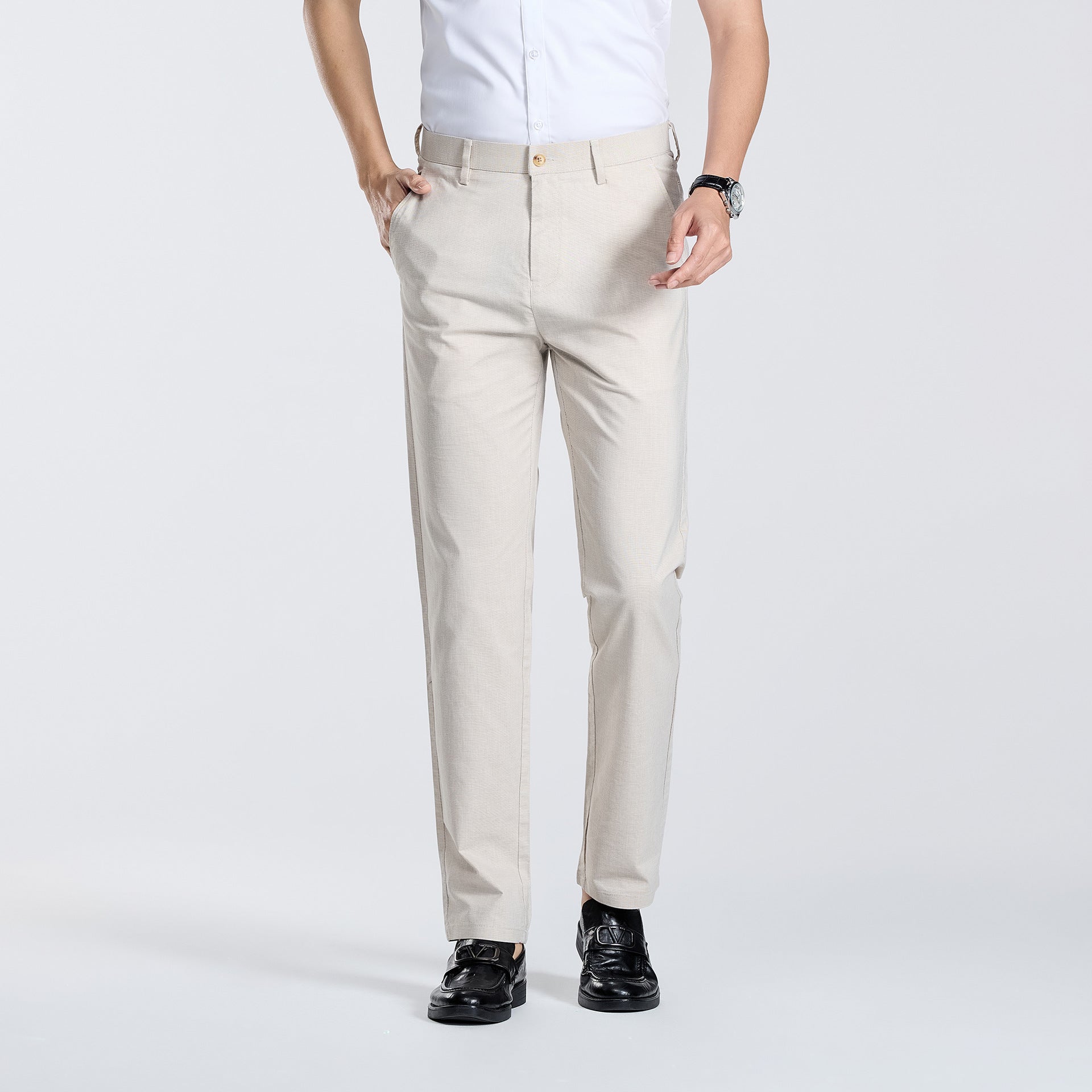 Dorvelli | Men's Trousers – Linen Look Straight Leg