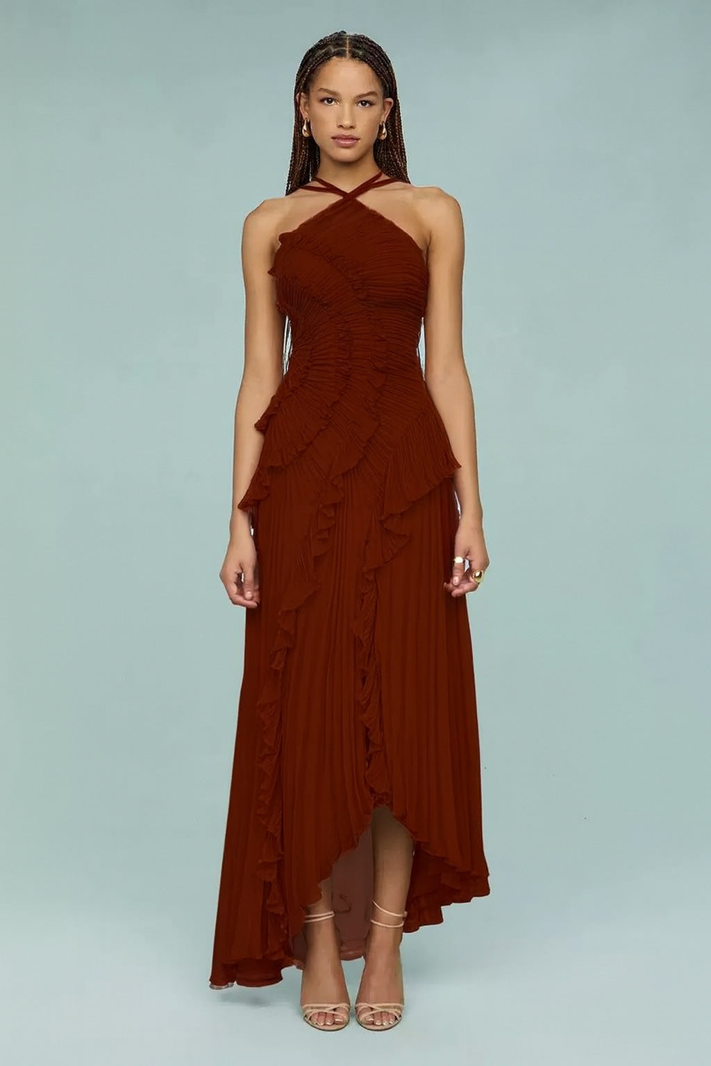 Dorvelli | Women's Maxi Dress – Pleated Ruffled Wedding
