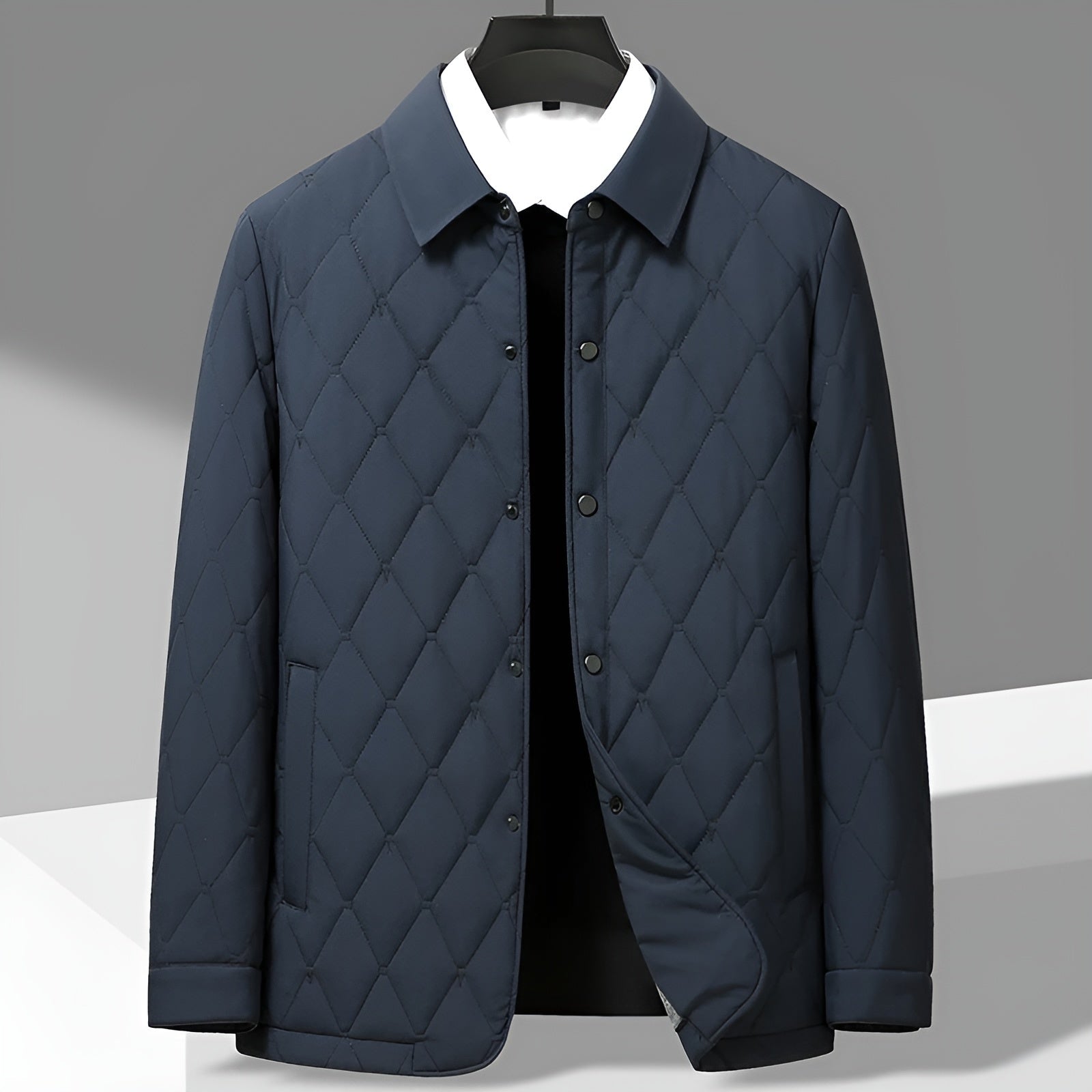 Dorvelli | Men’s Quilted Jacket – Collared Button-Front Coat