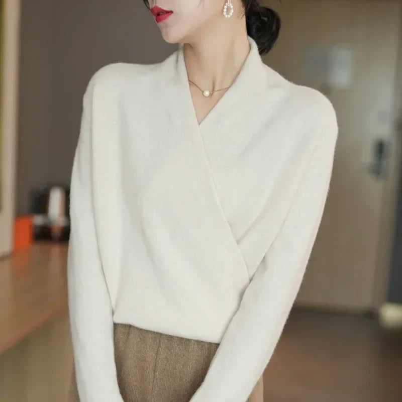 Dorvelli | Women’s Wrap Jumper – V-Neck Knitted Top