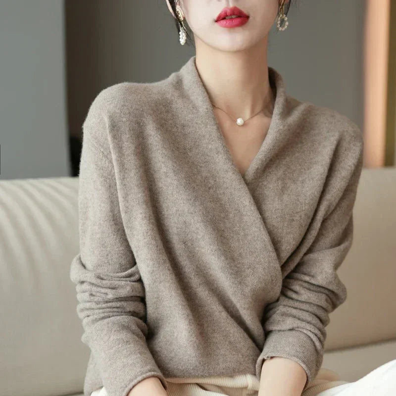 Dorvelli | Women’s Wrap Jumper – V-Neck Knitted Top