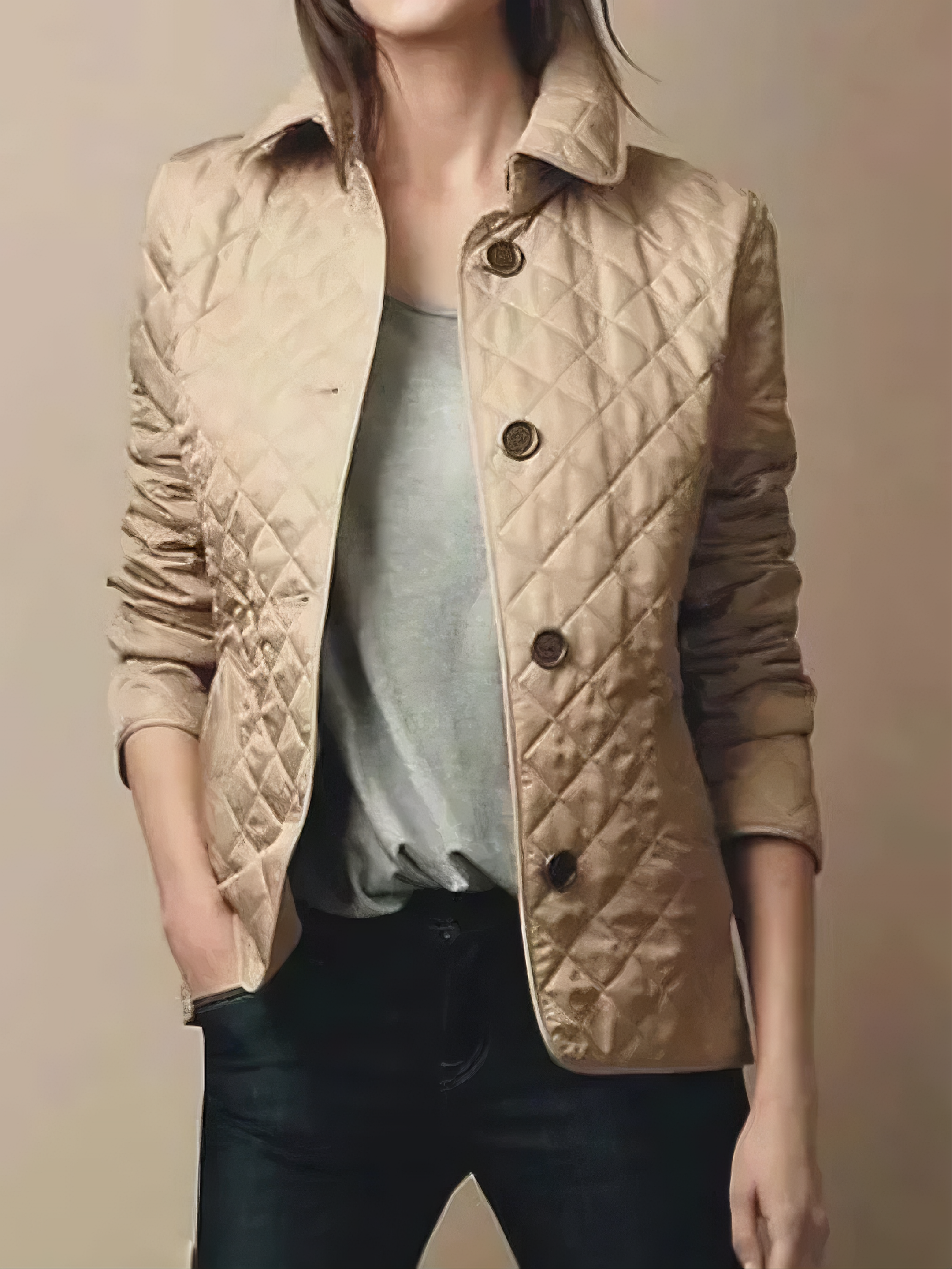 Dorvelli | Women’s Quilted Jacket – Button-Front Collared Coat