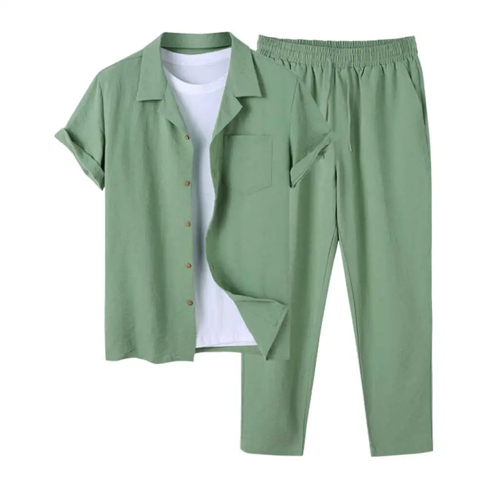 Dorvelli | Men's Two-Piece Set – Casual Linen Sleeve