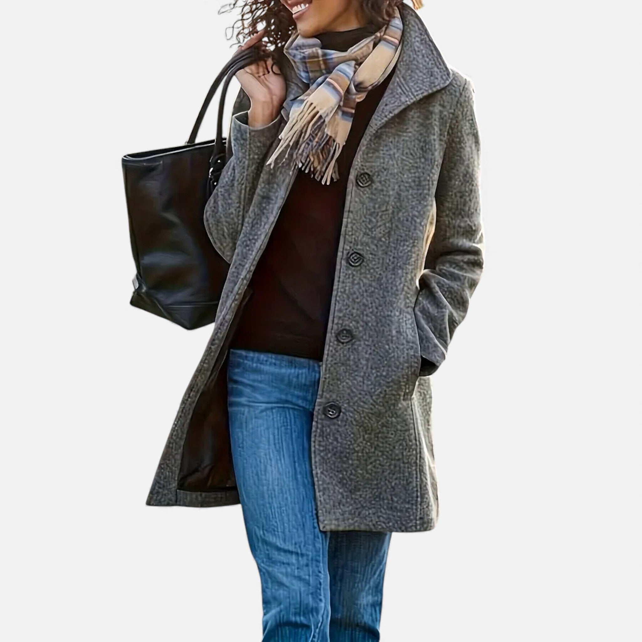 Dorvelli | Women’s Tweed Coat – Mid-Length H-Silhouette Elegance