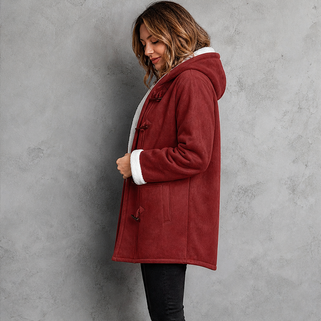 Dorvelli | Aspen Hooded Toggle Coat – Contrast Lined Turn-Back Cuff
