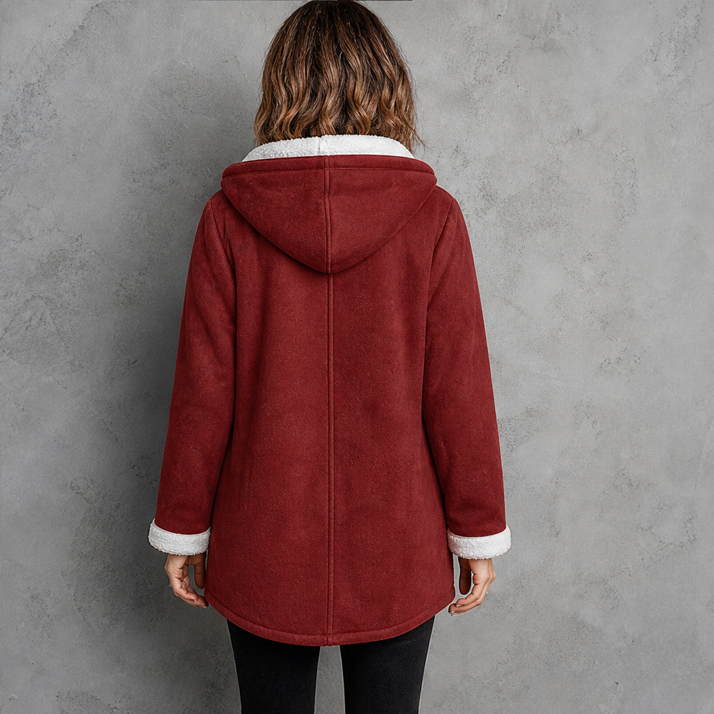 Dorvelli | Aspen Hooded Toggle Coat – Contrast Lined Turn-Back Cuff