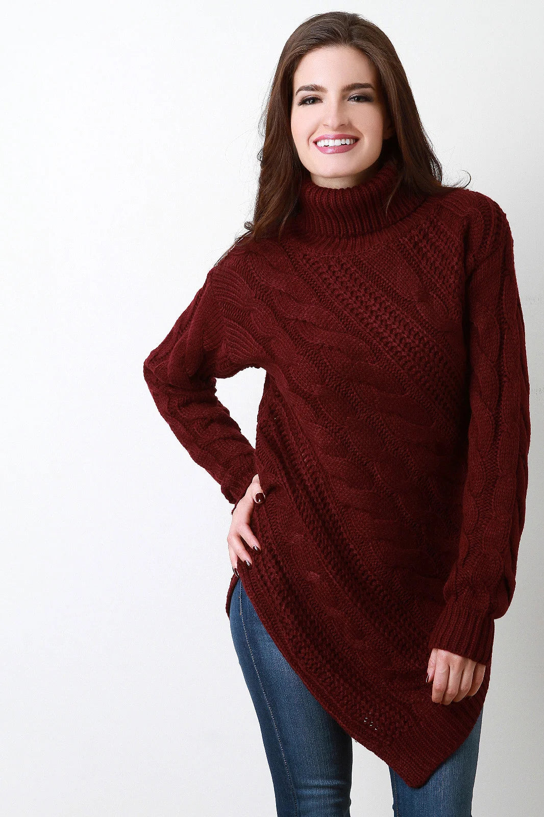 Astrid Knit Bias Cut Turtleneck Chunky Jumper – Regular Fit Long Sleeves | Dorvelli