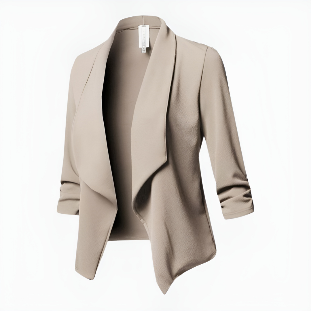 Aurelie Shawl Collar Blazer – Beige