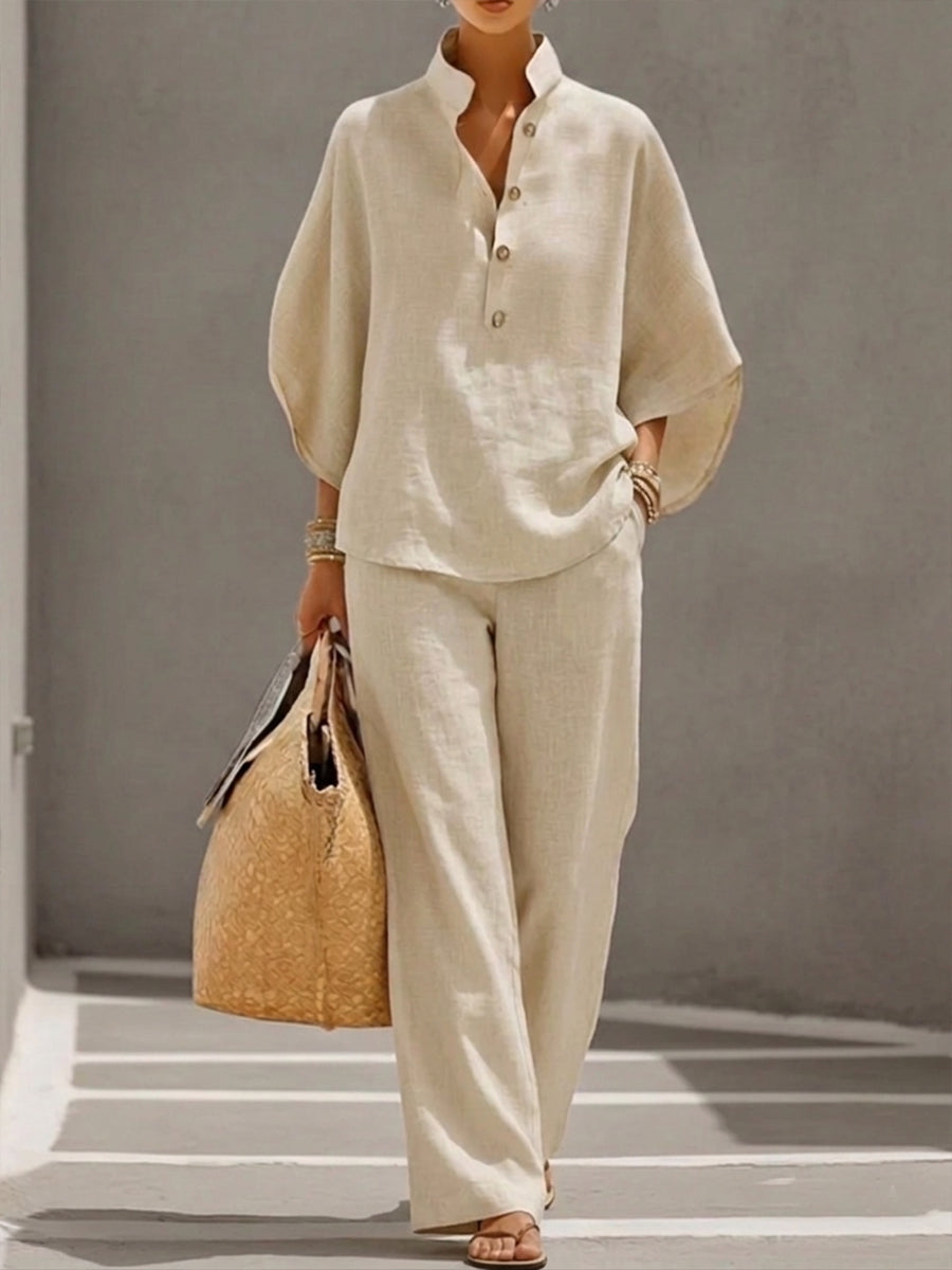 Aveline Stand Collar Co-Ord Set – Sand