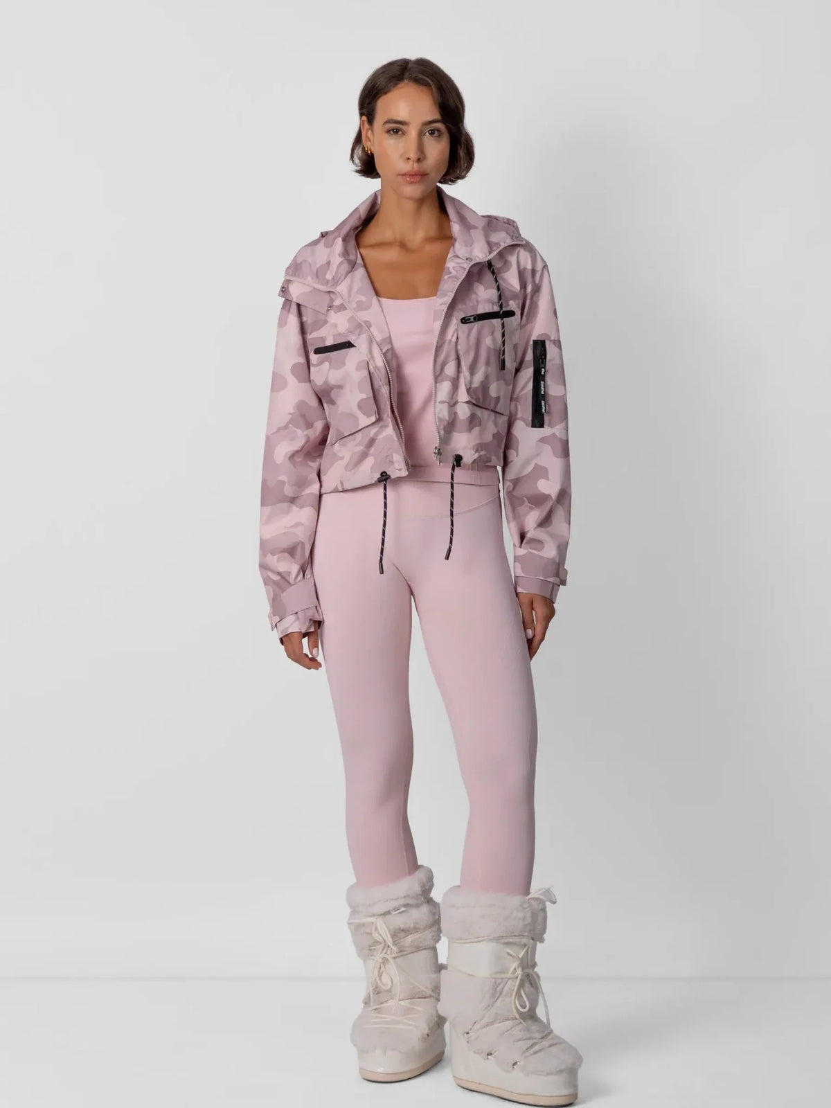 Avril Cropped Hooded Rain Jacket – Pink Camo