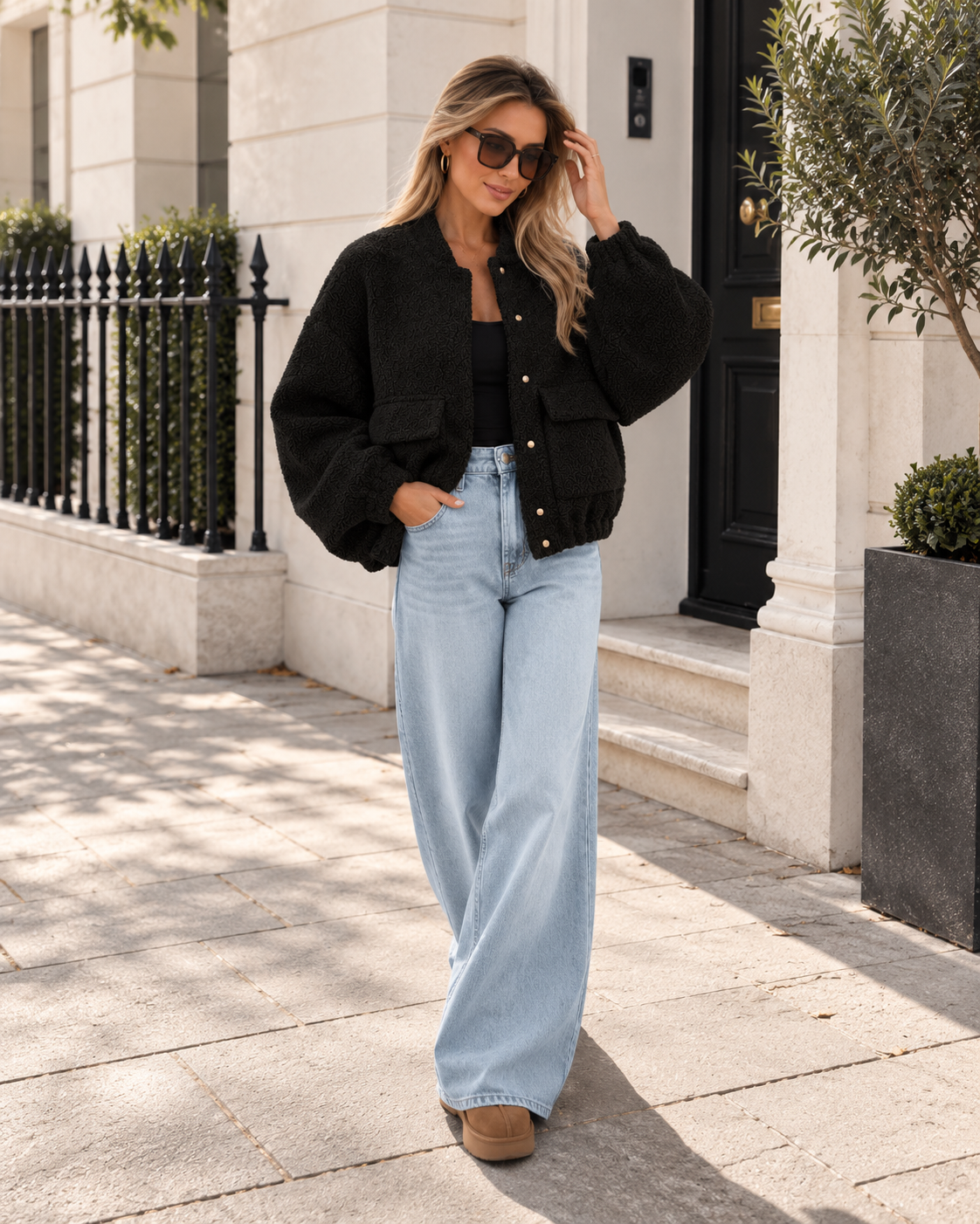 Brielle Textured Bomber Jacket