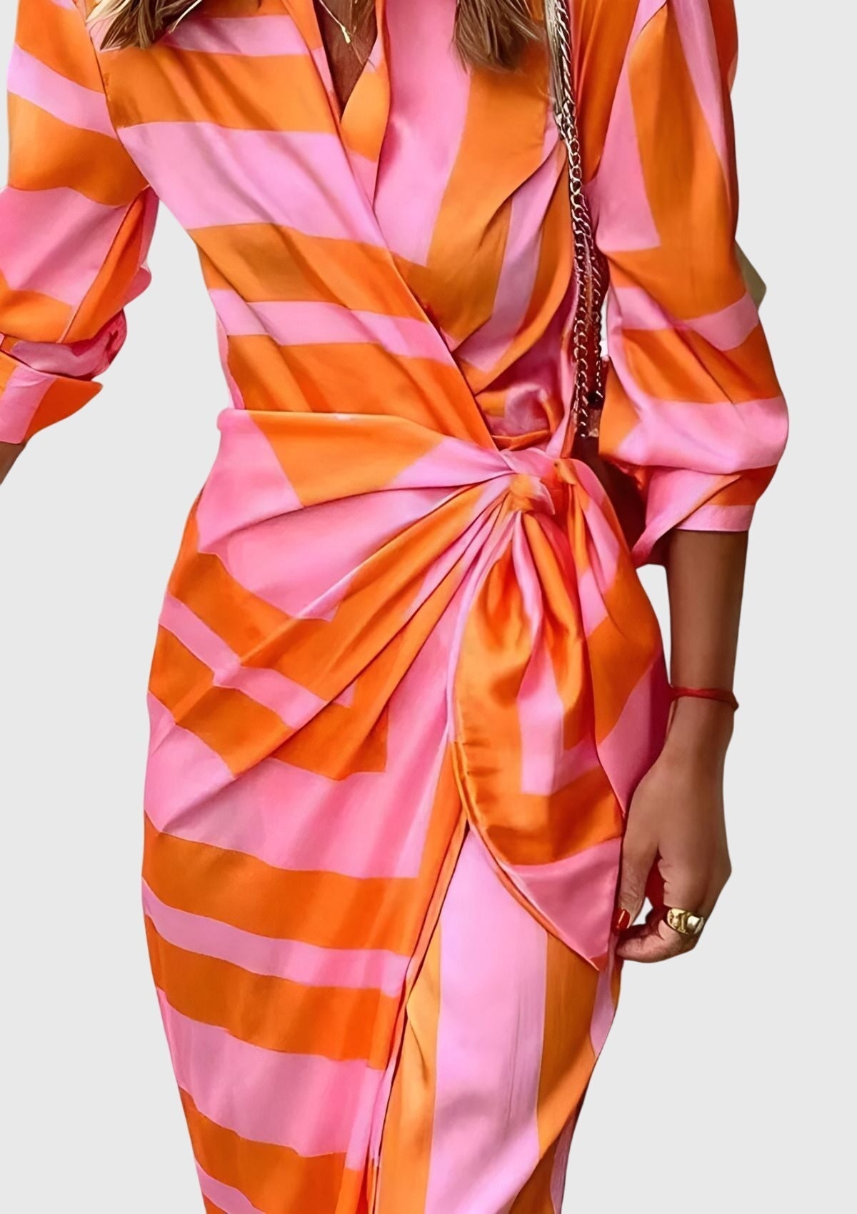 Dorvelli | Women's Midi Dress – Elegant Wrap Print