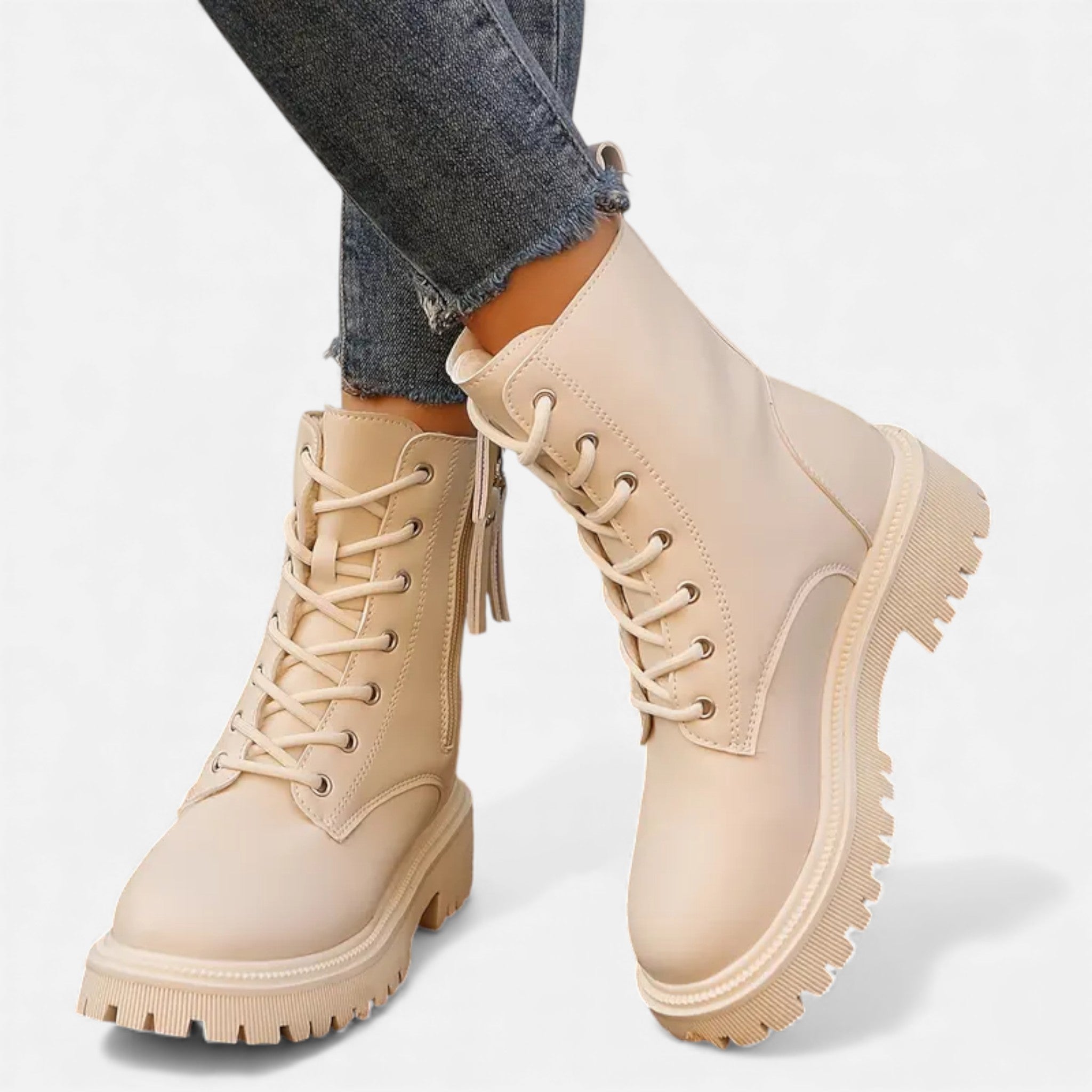 Dorvelli | Women’s Chunky Platform Ankle Boots – Lace-Up All-Season Style