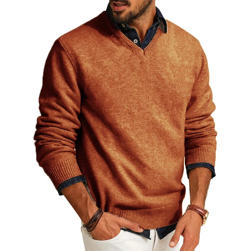 Calloway Textured V-Neck Jumper – Men's Slim Fit Knit Pullover Sweater