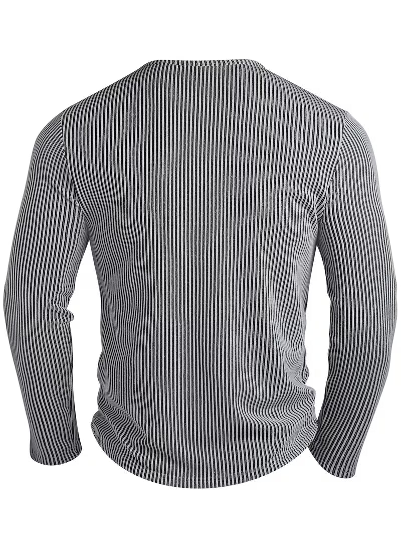 Callum Henley Knit Jumper – Button Placket Textured Long Sleeve Pullover
