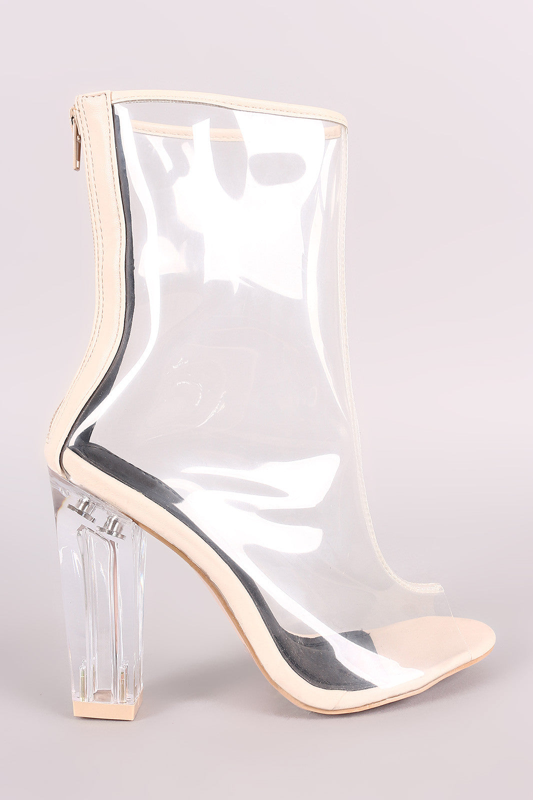 Clarisse Clear Block Heel Ankle Boots