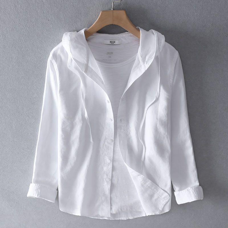 Clemence Hooded Button-Up Shirt – White