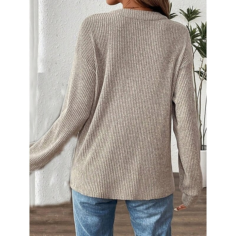 Women's Ribbed Henley Top