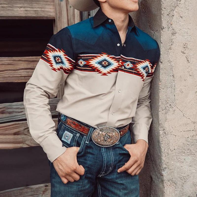 Dalton Western Print Shirt – Navy