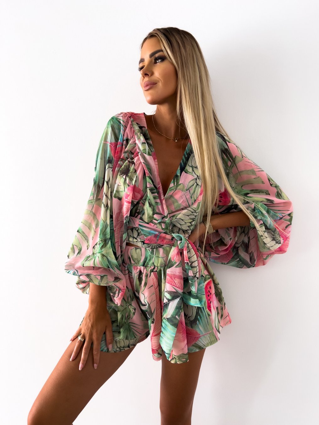 Dorvelli | Women's Two-Piece Set – Neck Wrap Front Tie