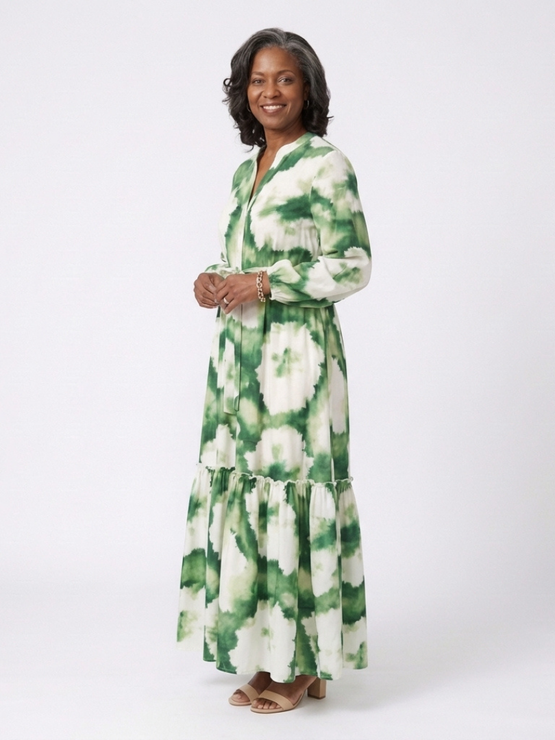 Dorvelli | Women's Maxi Dress – Long Sleeve Tie Waist