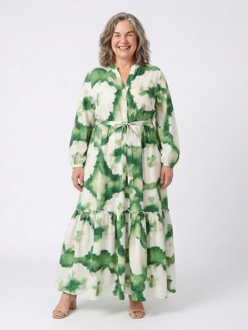 Dorvelli | Women's Maxi Dress – Long Sleeve Tie Waist