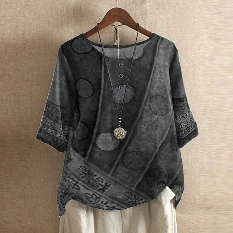 Dorvelli | Women's Floral Blouse – Vintage Print Short-Sleeve Top