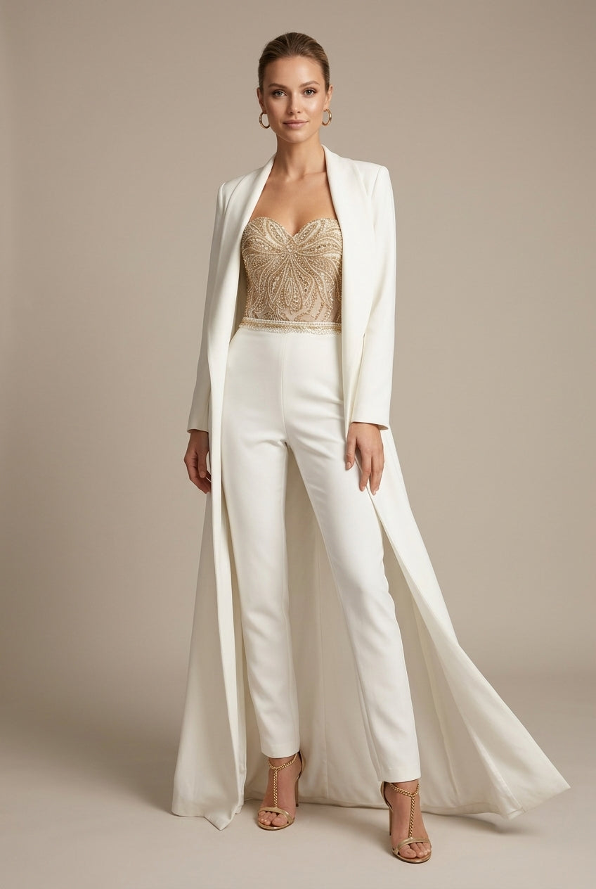 Dorvelli | Women’s Jumpsuit – Strapless Sweetheart Tailored