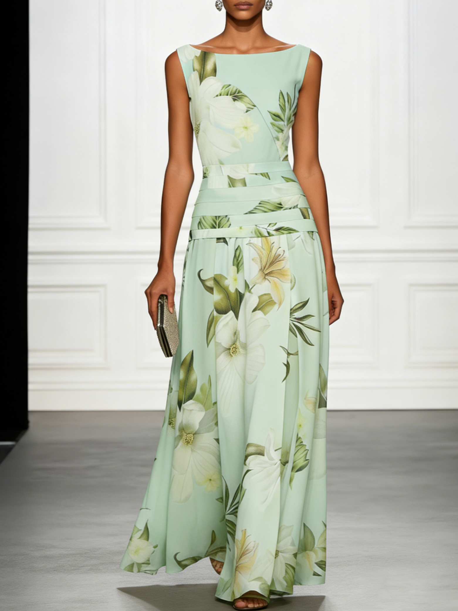Dorvelli | Women's Maxi Dress – Floral Boat Neck
