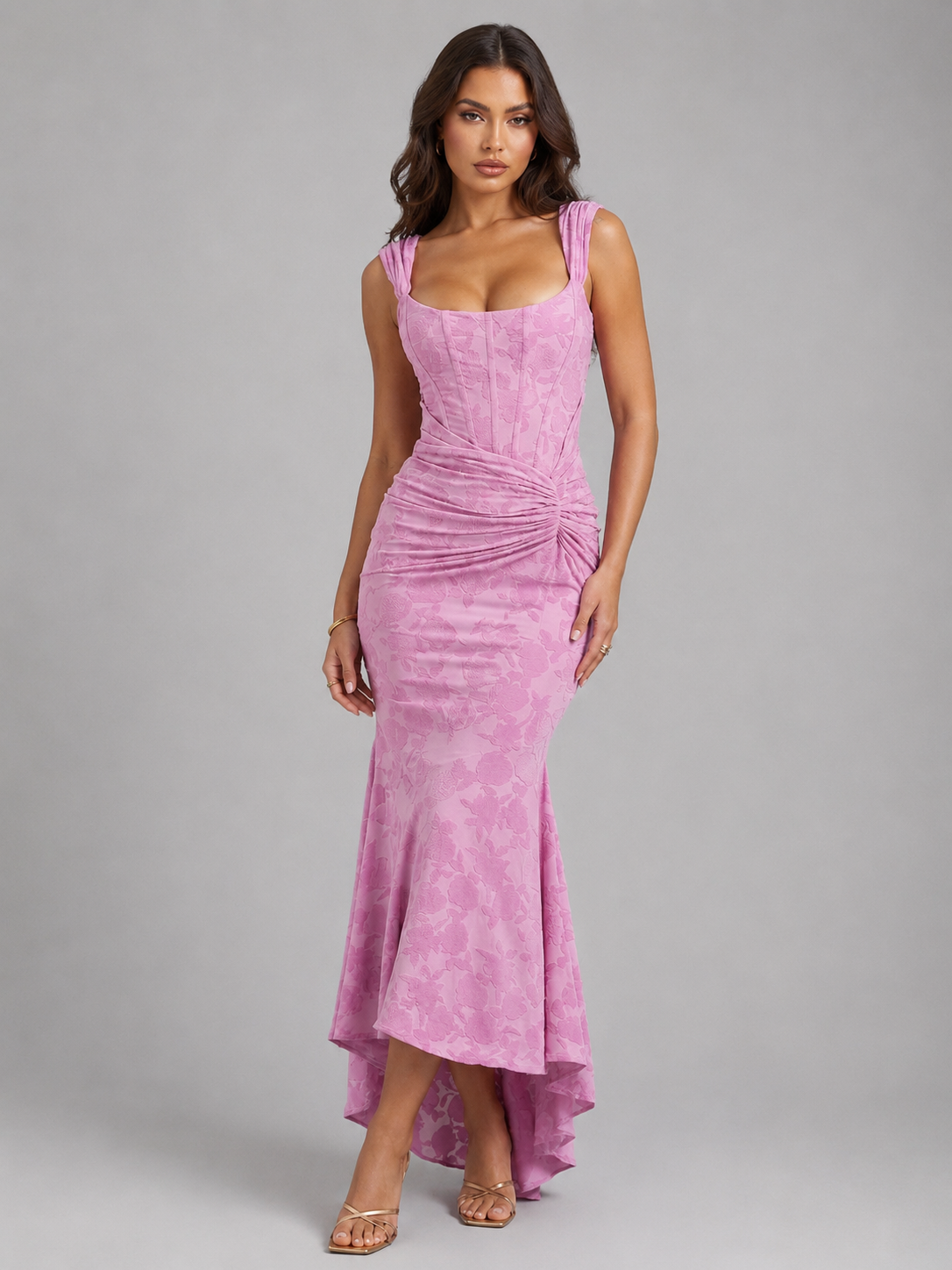 Dorvelli | Women's Maxi Dress – Floral Corset Asymmetrical