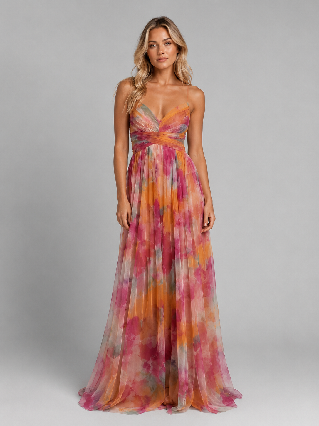 Dorvelli | Women's Maxi Dress – Floral V-Neck