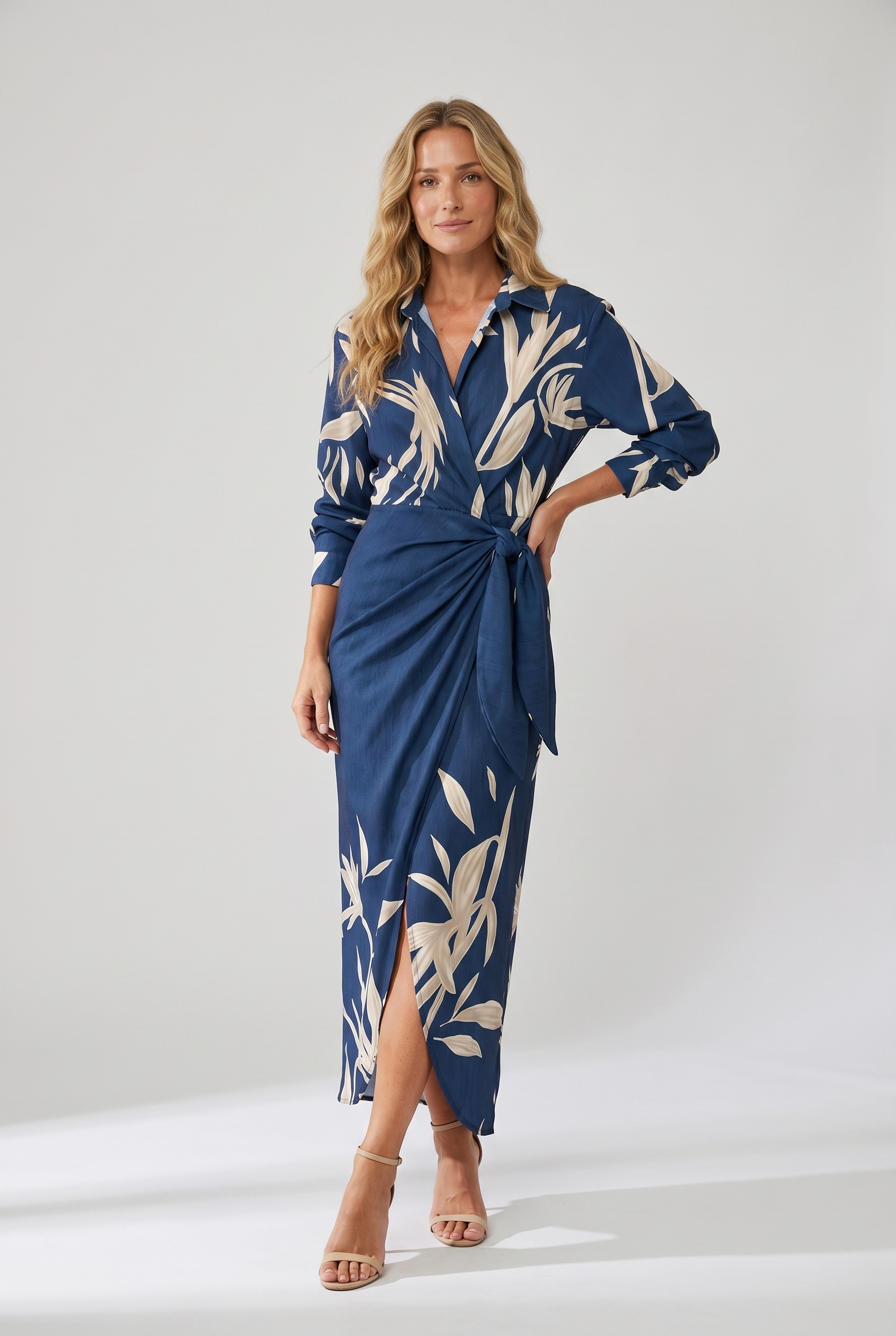 Dorvelli | Women's Maxi Dress – Leaf Print Wrap