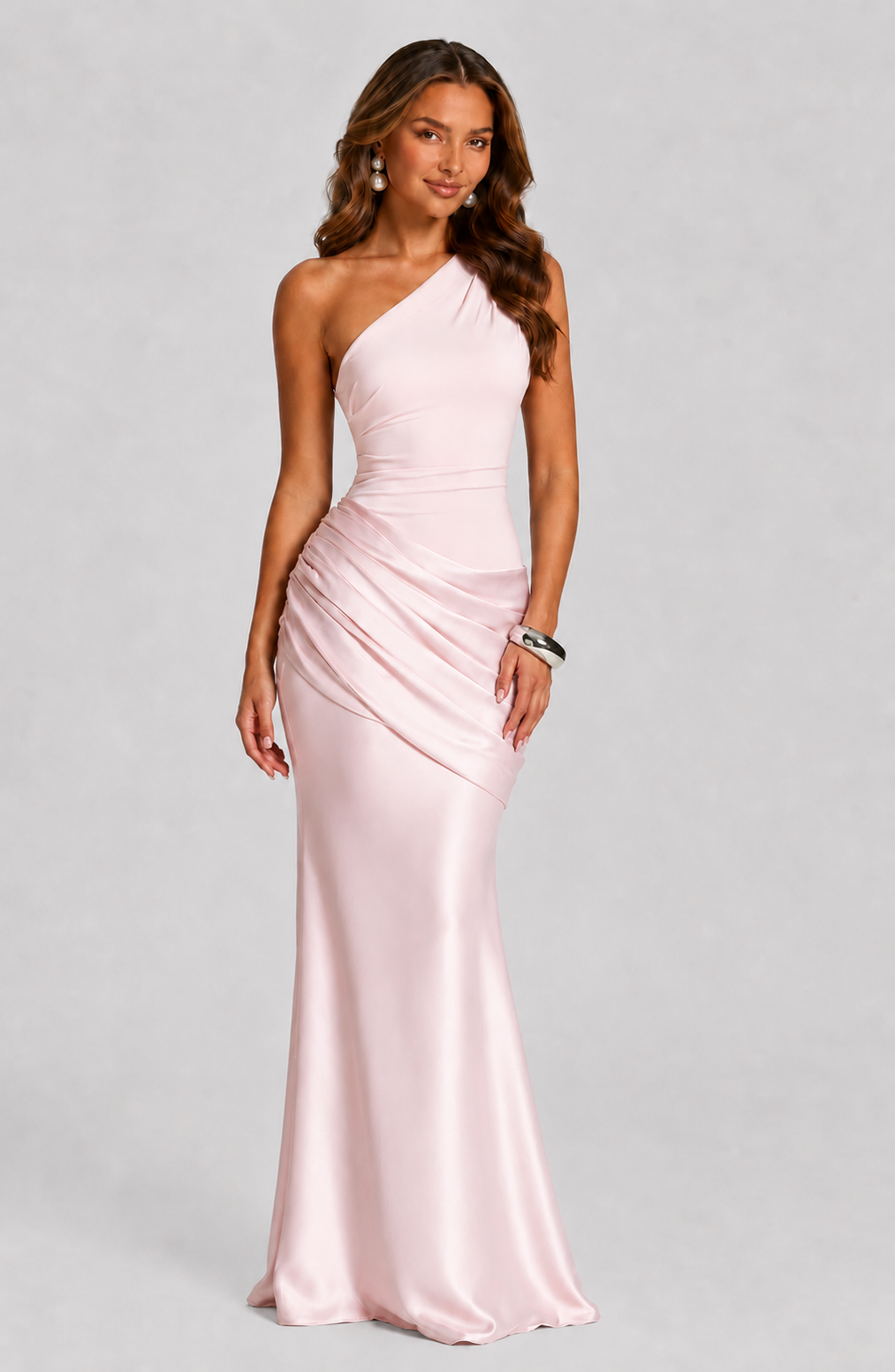 Dorvelli | Women's Maxi Dress – One-Shoulder Draped Waist