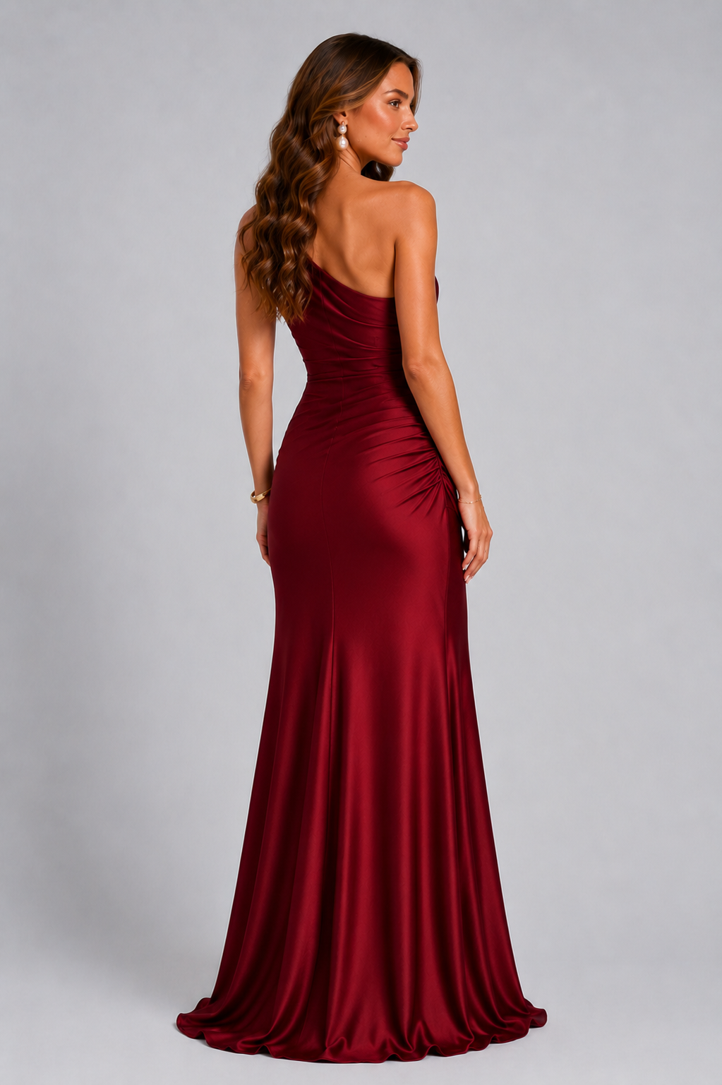 Dorvelli | Women's Maxi Dress – One-Shoulder Draped Waist