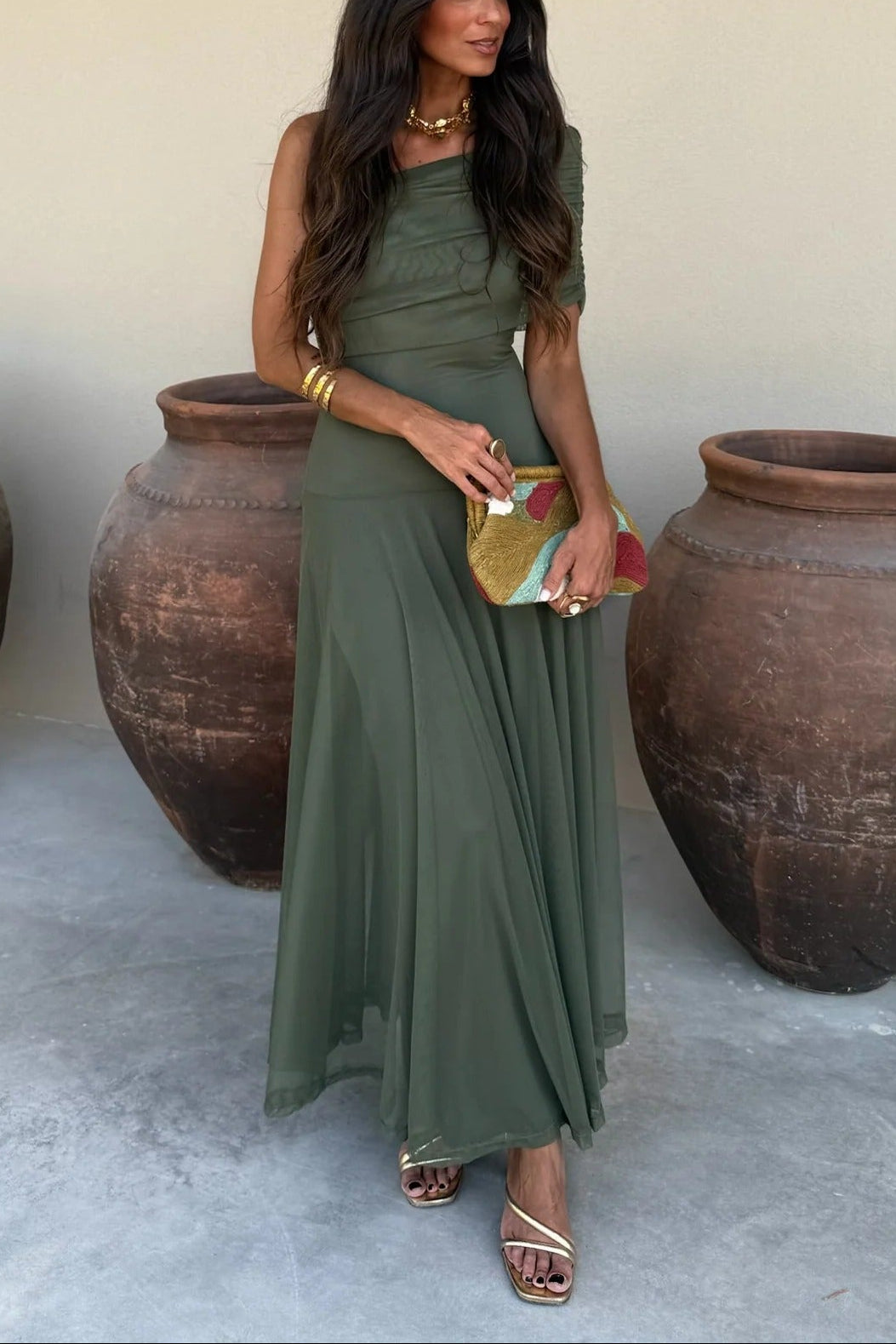 Dorvelli | Women's Maxi Dress – One-Shoulder Summer