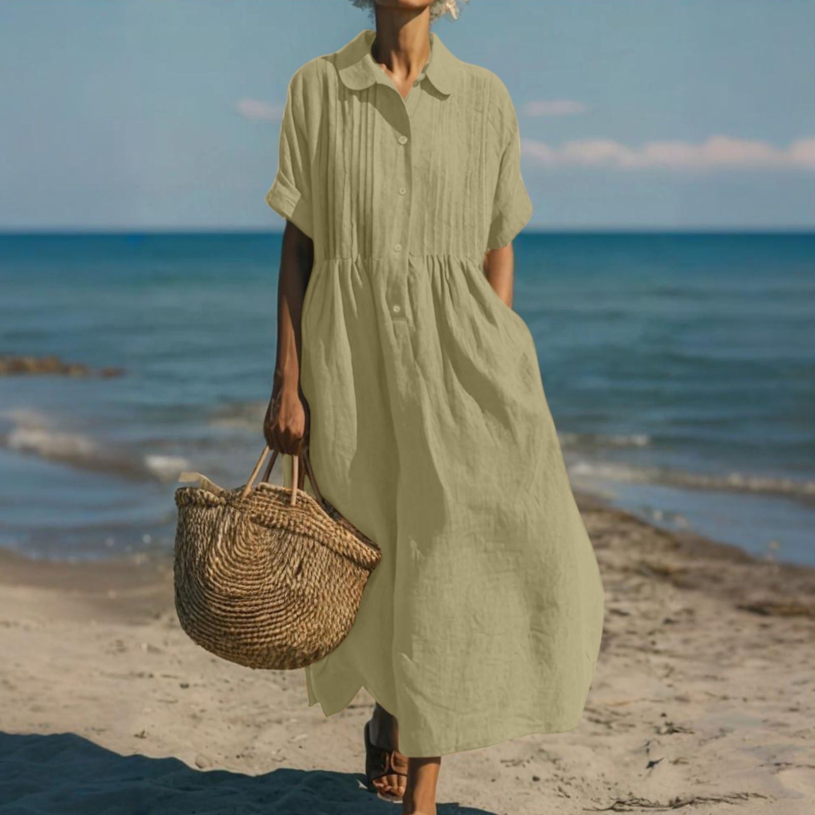 Dorvelli | Women's Midi Dress – Collared Button